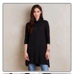 Anthropologie Puella black ribbed high neck tunic